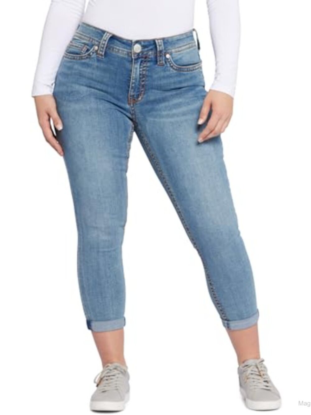 Women's Stretch Denim Cropped Skinny Jeans Mid Rise Casual Summer